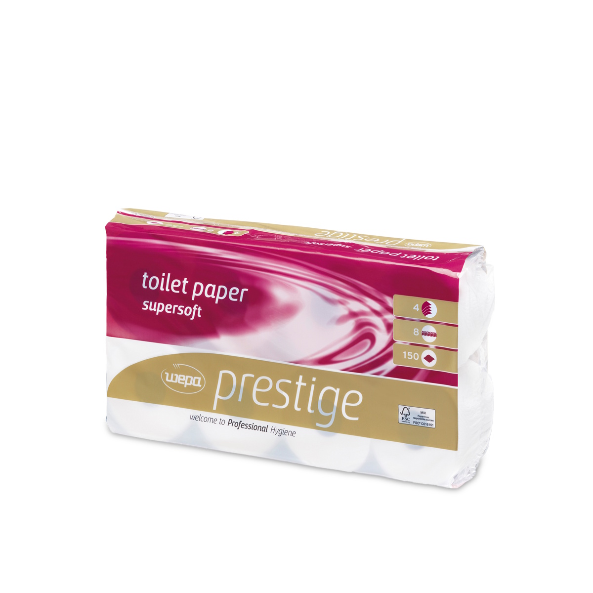 Toilettenpapier WEPA Prestige Supersoft 4-lagig hochweiß 150Bl 72Ro