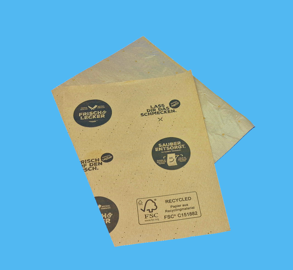Frischpack Einschlagpapier braun "Frisch & lecker" 35g/m² 12,5kg verschiedene Formate