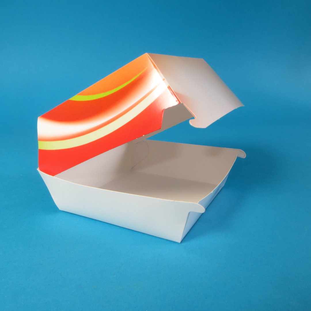 400 Hamburgerboxen Burgerbox Hamburgerschachtel Hartpapier Premium 135x125x75mm 