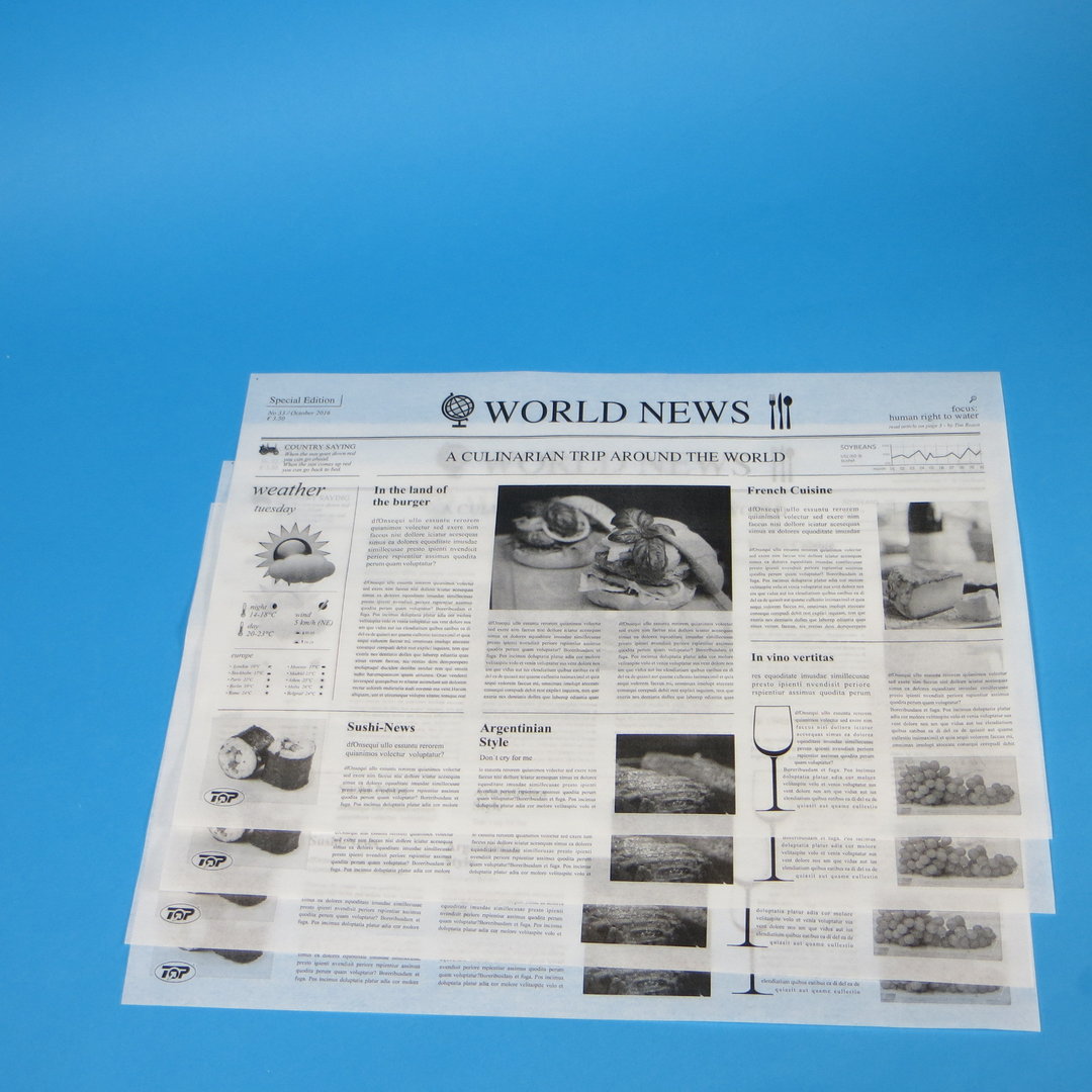 Einschlagpapier fettdicht "Zeitungsmotiv" 37,5x50cm 1000St