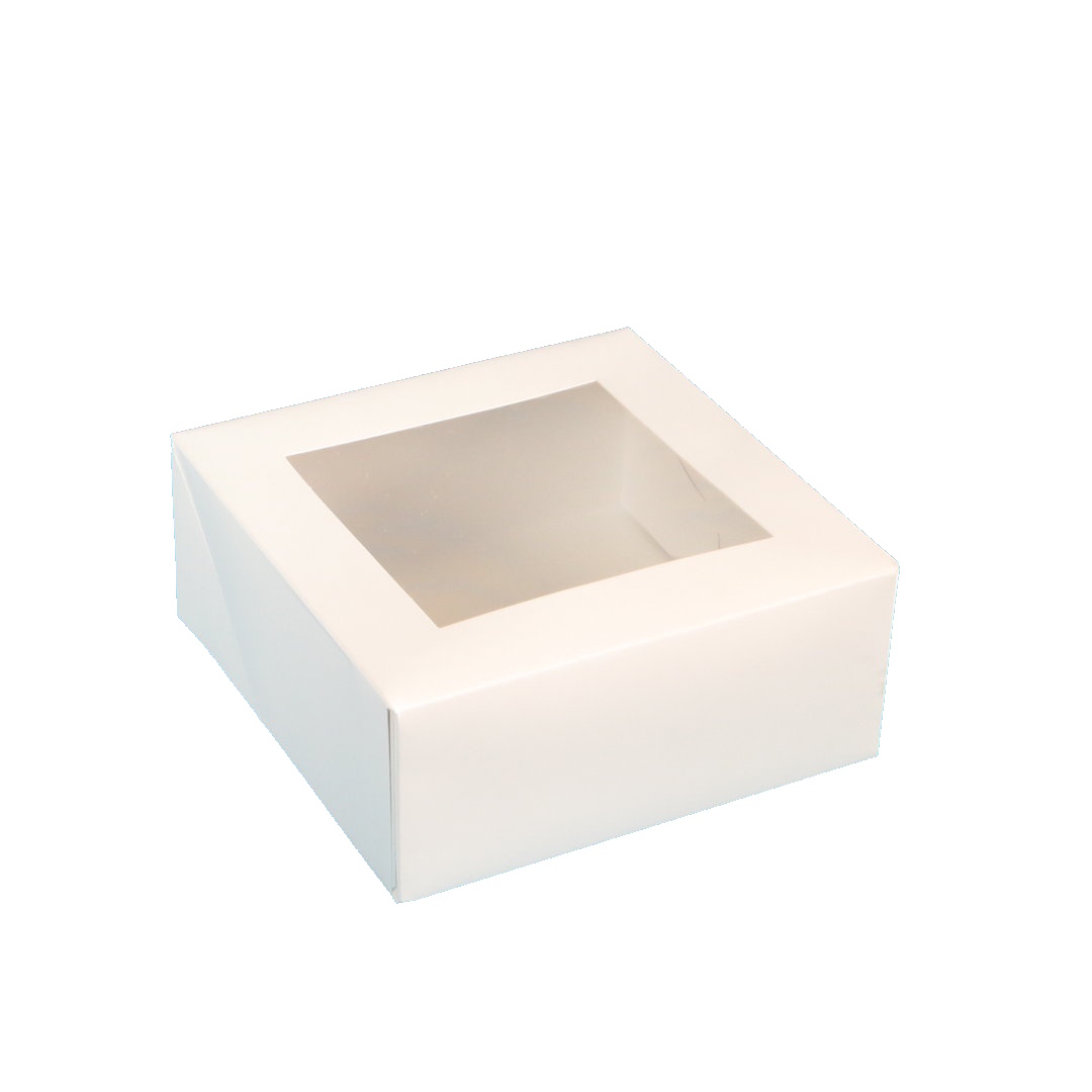 Bio Cakebox weiß 1-teilig mit Zellulose Sichtfenster 18x18x7,5cm 250St