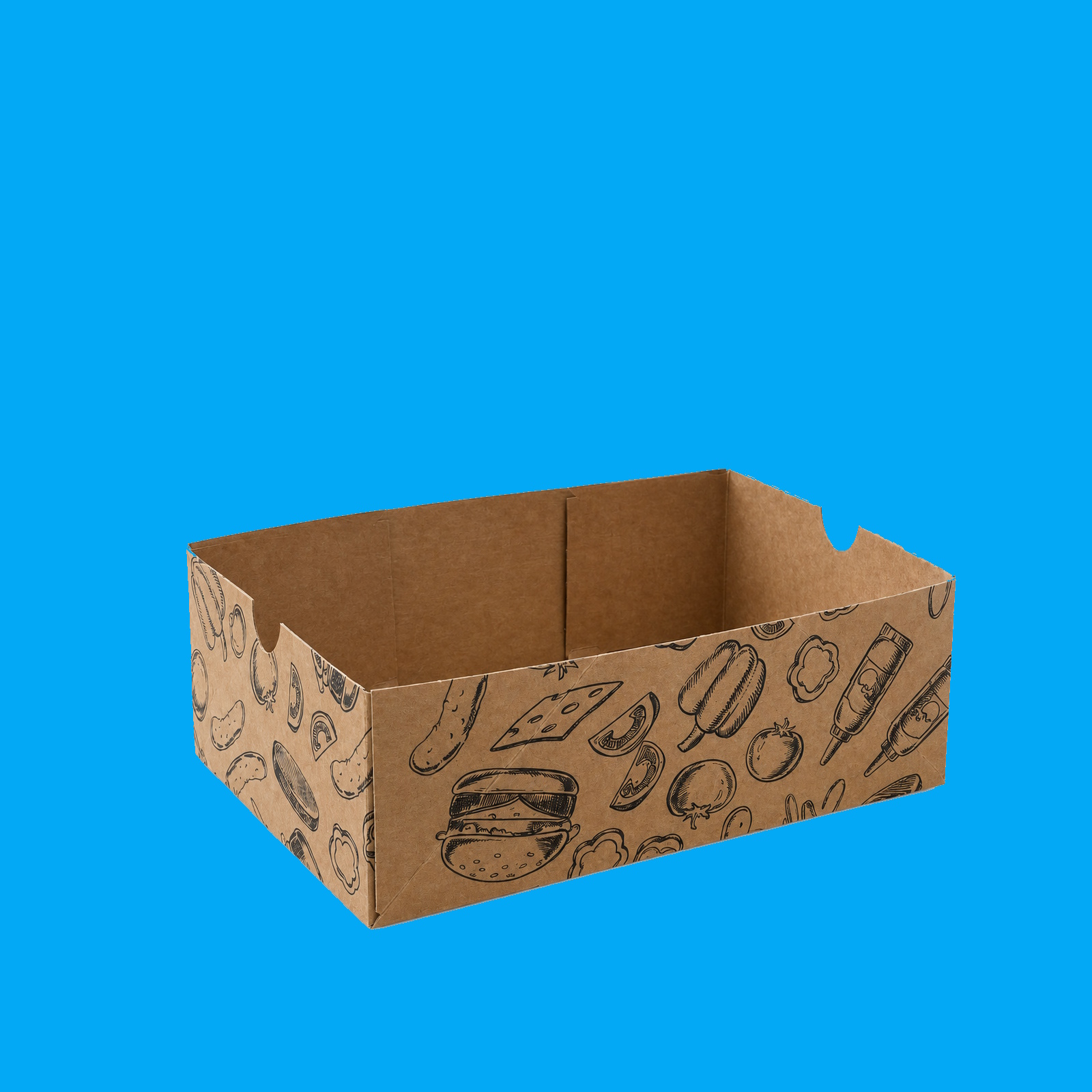 Snack Transport Trays 20,5x14,7x7cm Karton braun mit Neutraldruck 500St