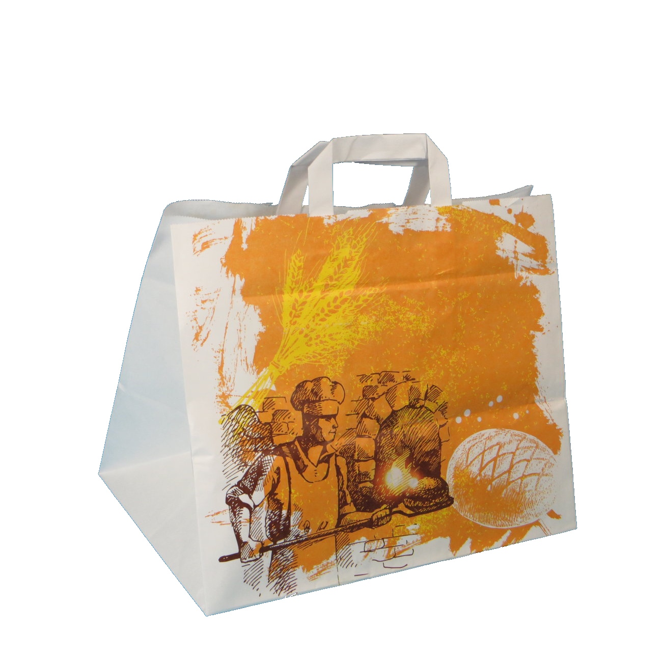 Papiertragetaschen mit Bäckermotiv "Steinofen" 32+22x27cm 80g/m² 250St