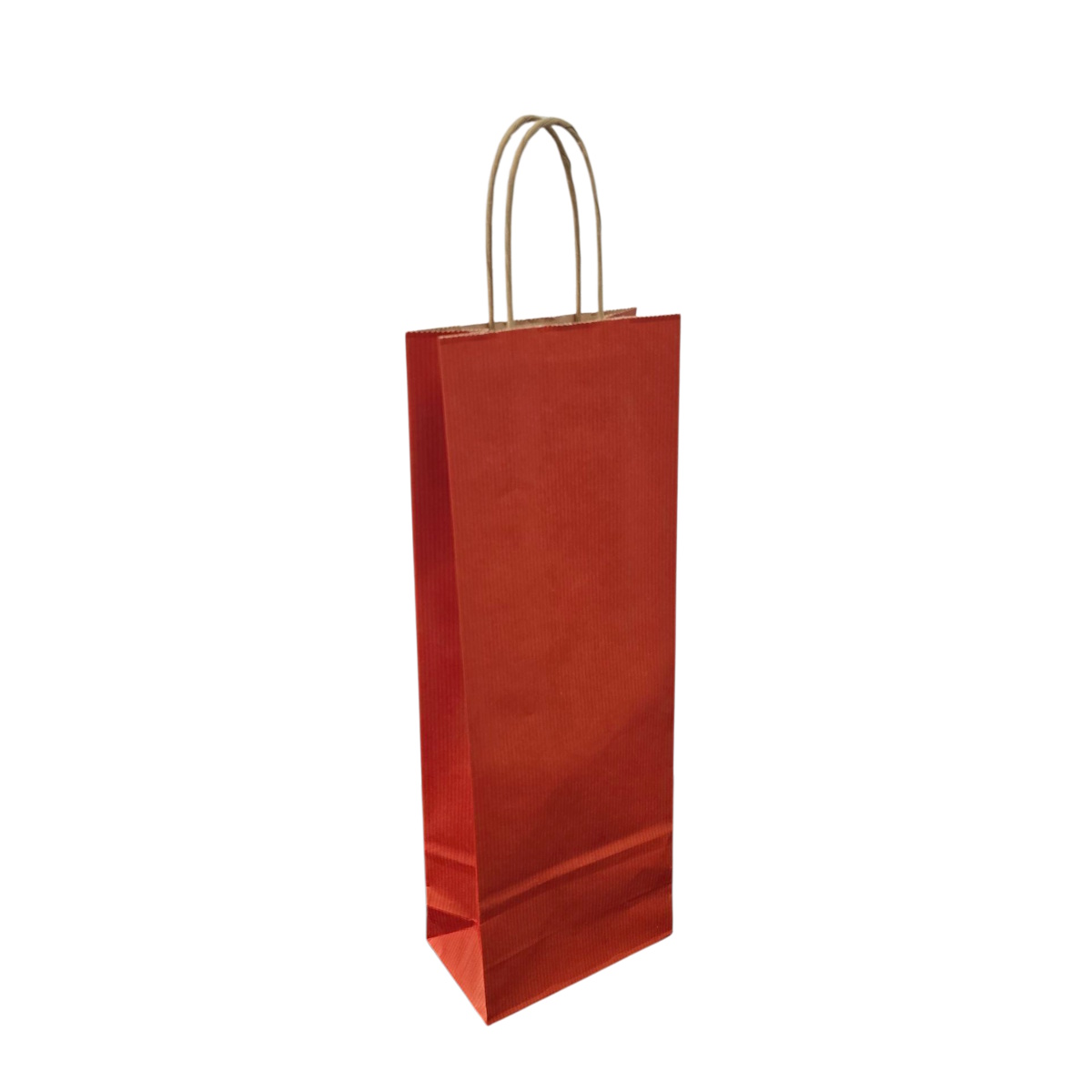 Flaschentragetaschen 14+8x39cm mit Kordel Papier Rot gerippt 110g/m² 300St