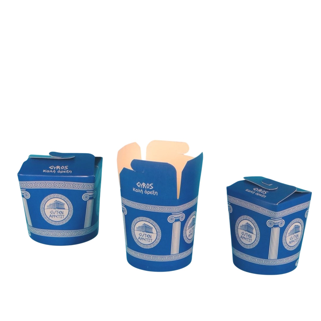 Gyrosboxen Papier/PE rund Neutralmotiv blau 500St versch. Größen