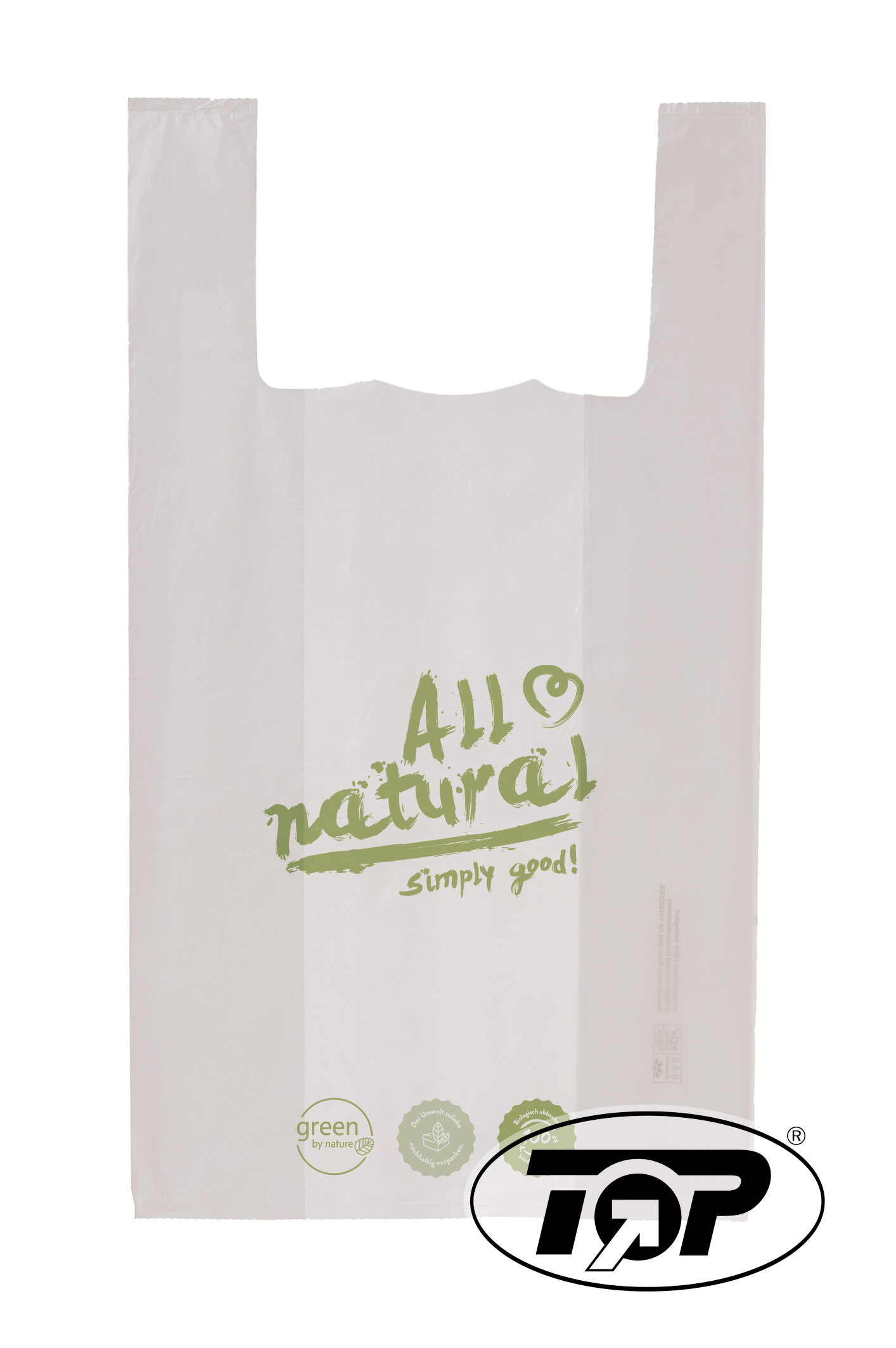 Bio Hemdchentragetaschen "All Natural" Jumbo 30+18x55cm BioPlast 14my 1000St