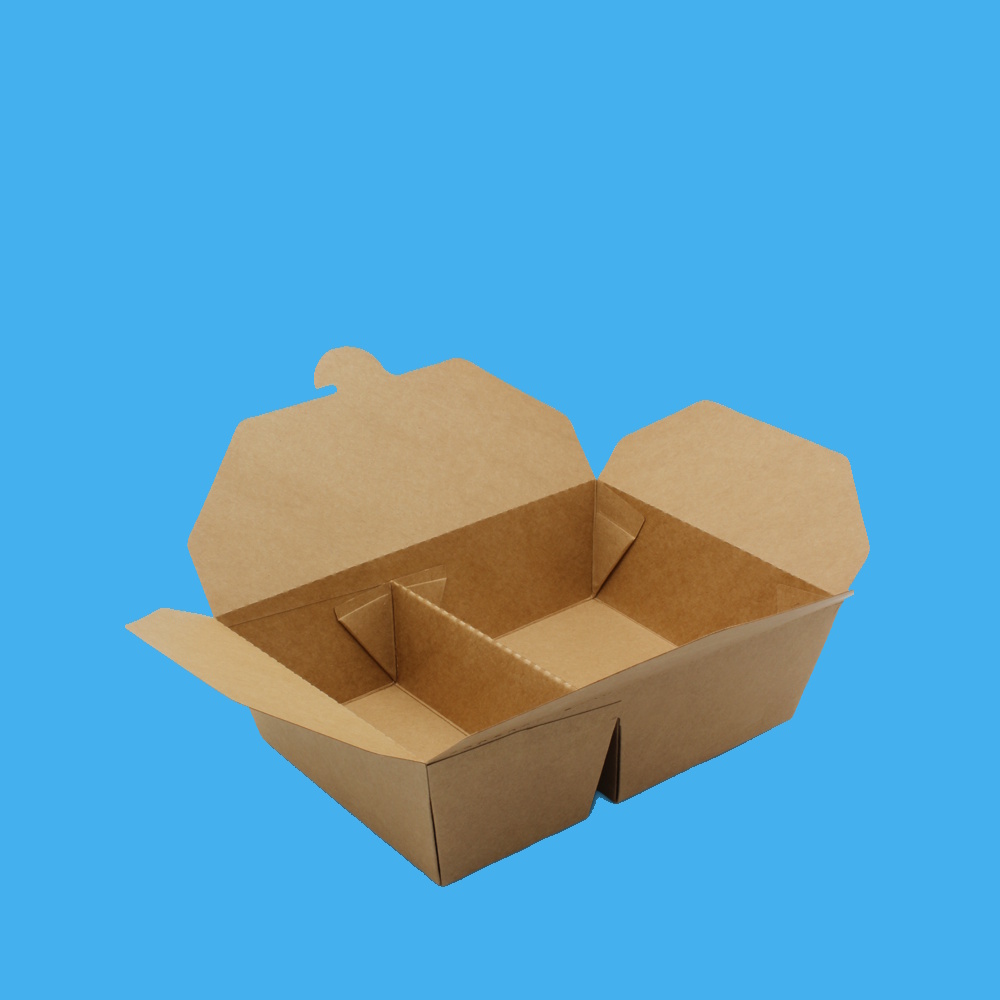 Takeaway Foodboxen 2-geteilt braun fettdicht mikrowellentauglich 200St. 1000ml/2000ml zur Auswahl