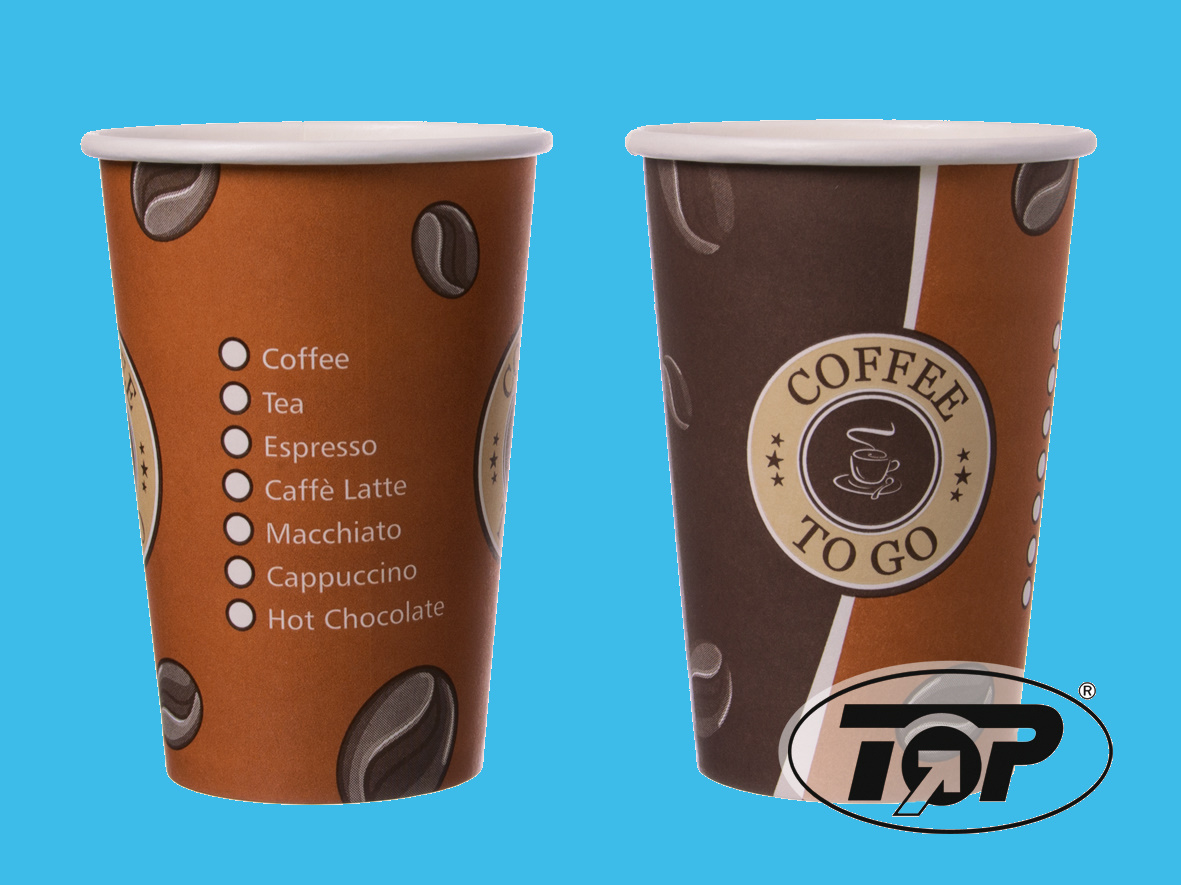 Coffee to go Becher "Topline" einwandig PE beschichtet versch. Größen zur Auswahl