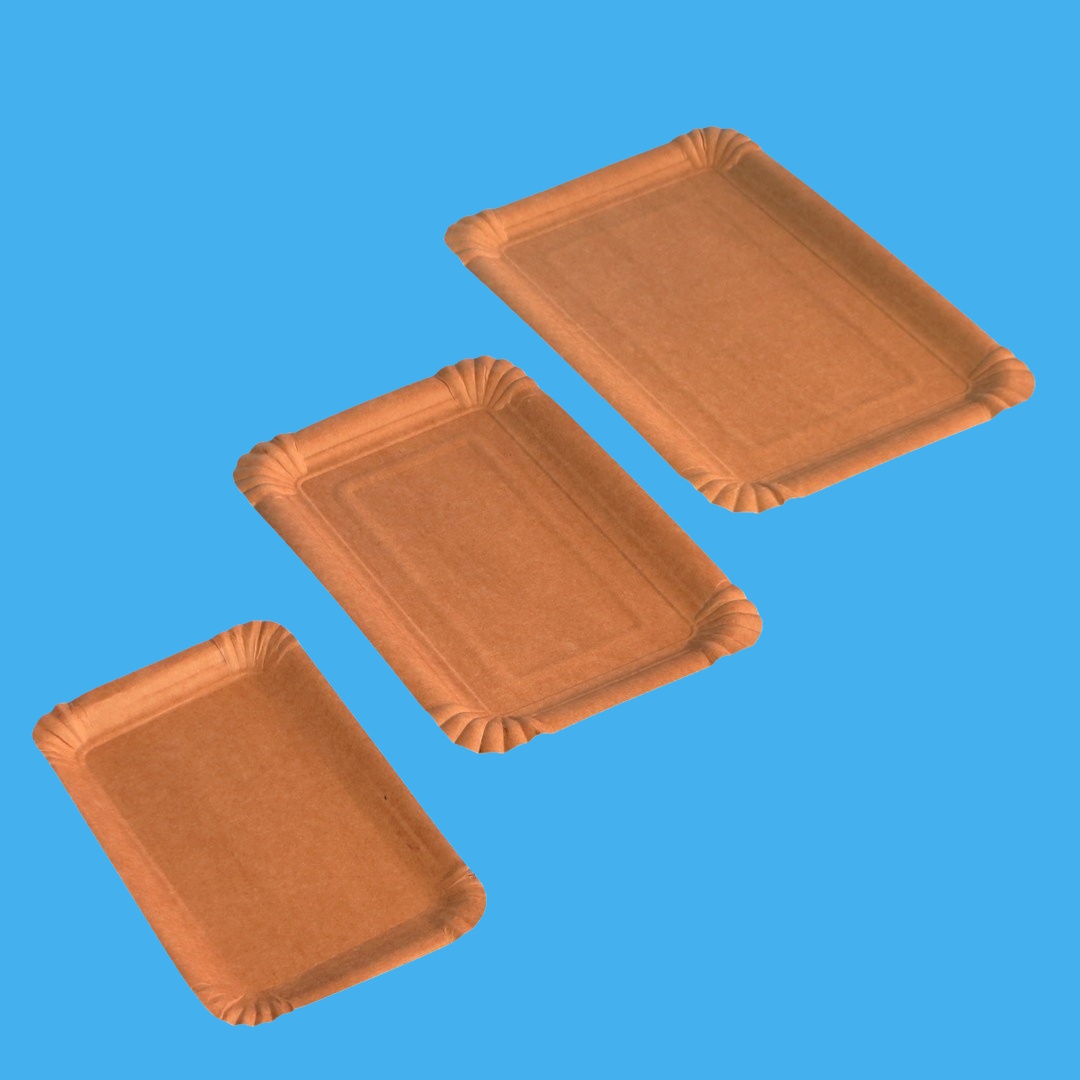 Pappteller eckig  braun Bio Frischfaser  verschiedene Größen