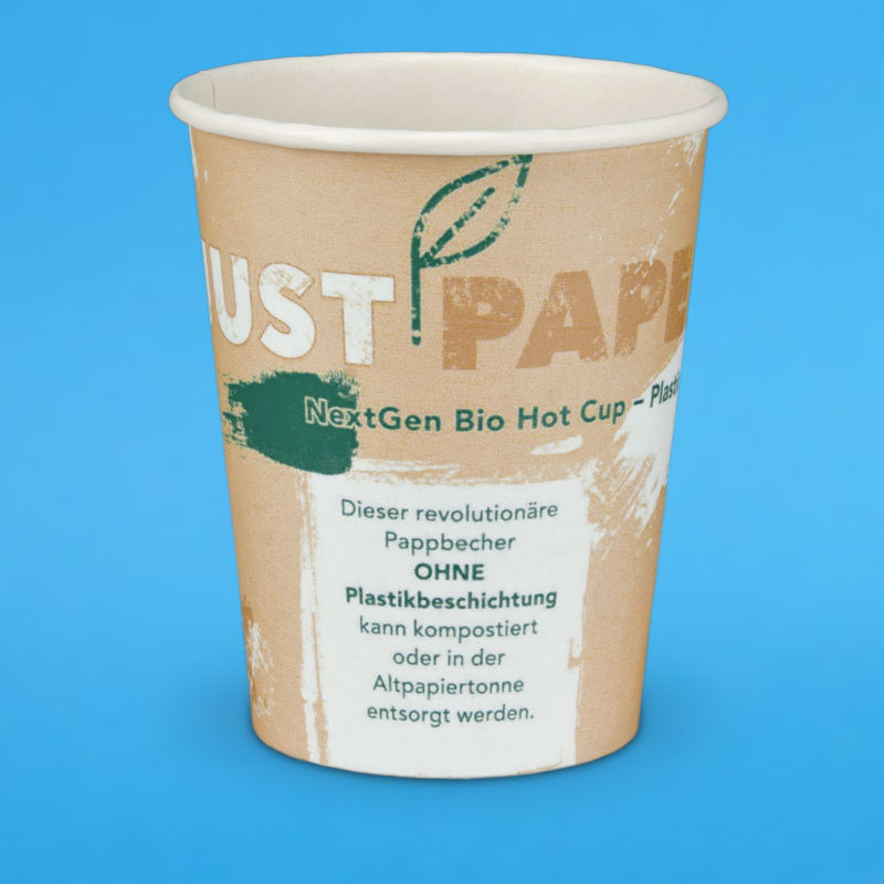 Bio Kaffeebecher "Just Paper" Papier ohne PE oder PLA Beschichtung versch. Größen