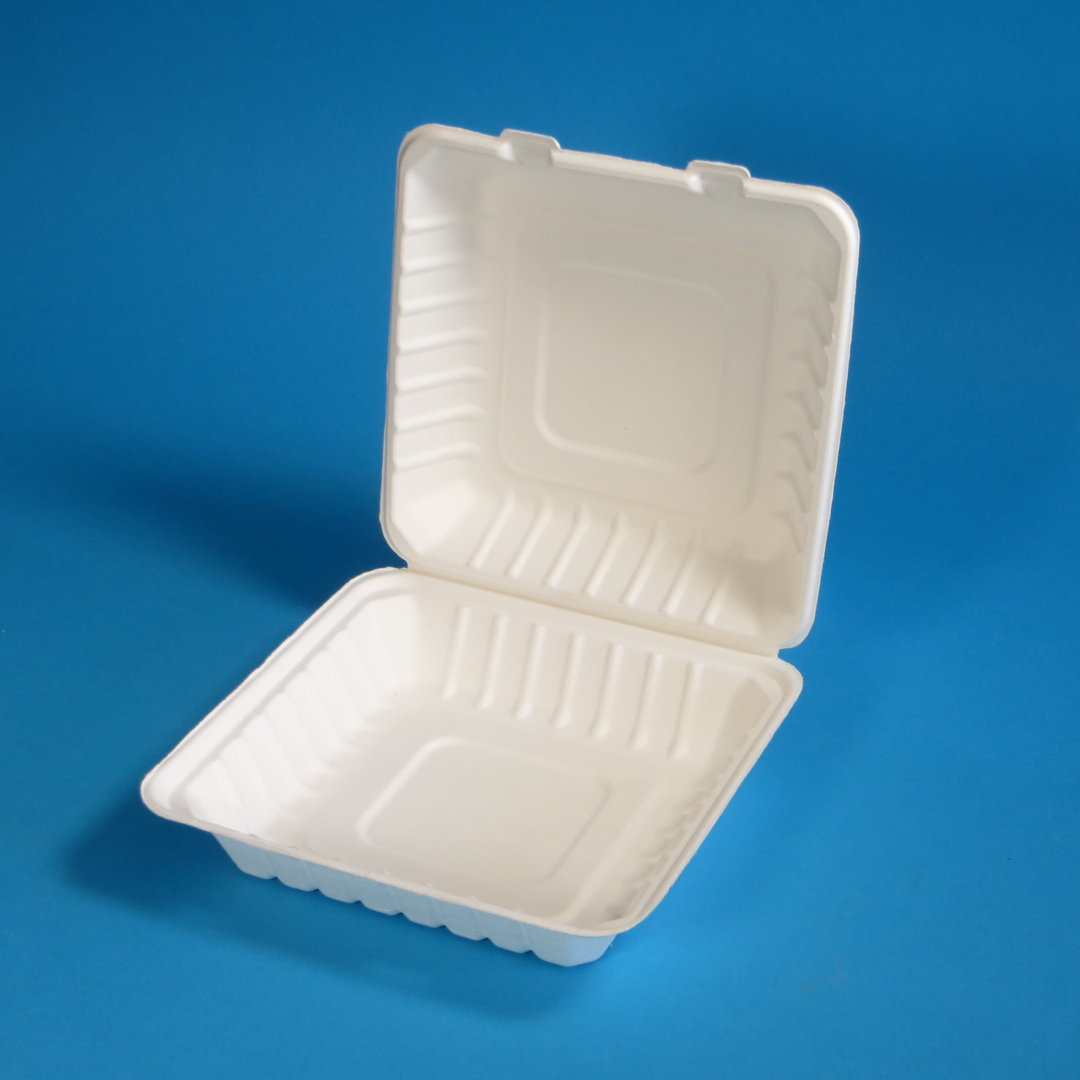 Bio Menübox Bagasse/Zuckerrohr XL ungeteilt weiß 236x231x81mm 200St