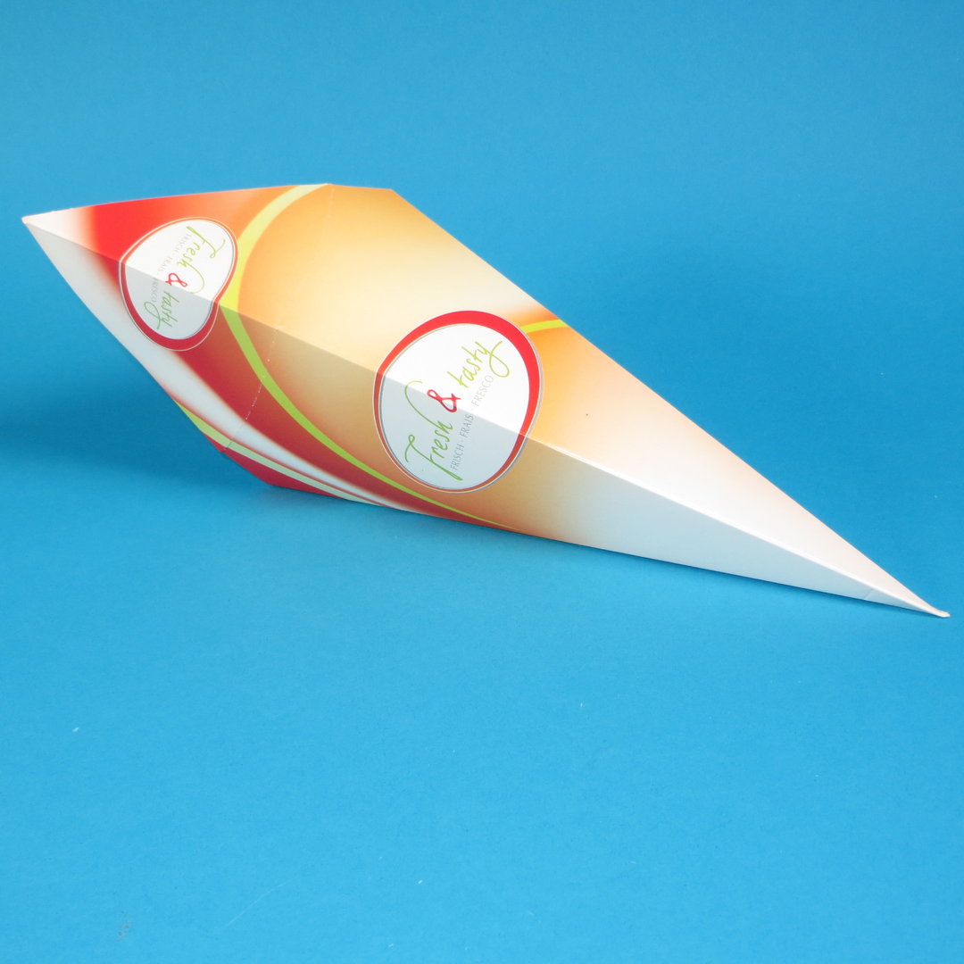 Premium Snack Spitztüten mit klappbarem Deckel 24cm "Fresh & Tasty" 500St.
