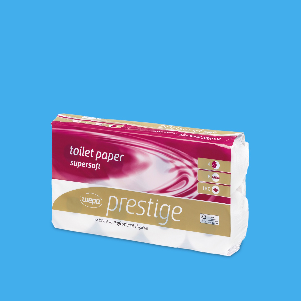 Toilettenpapier WEPA Prestige Supersoft 4-lagig hochweiß 150Bl 72Ro