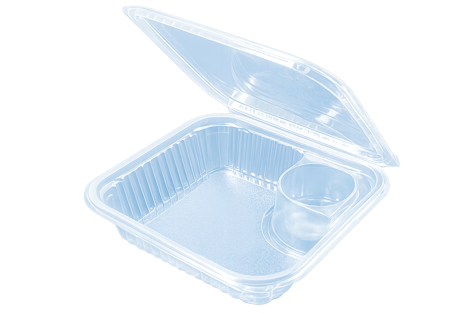 Salat Klappbox rechteckig 1000ml mit Dressingfach PET recycelbar 200St