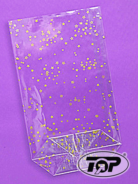 Sparpaket 1 Kreuzbodenbeutel "Goldene Sterne" mit Clips