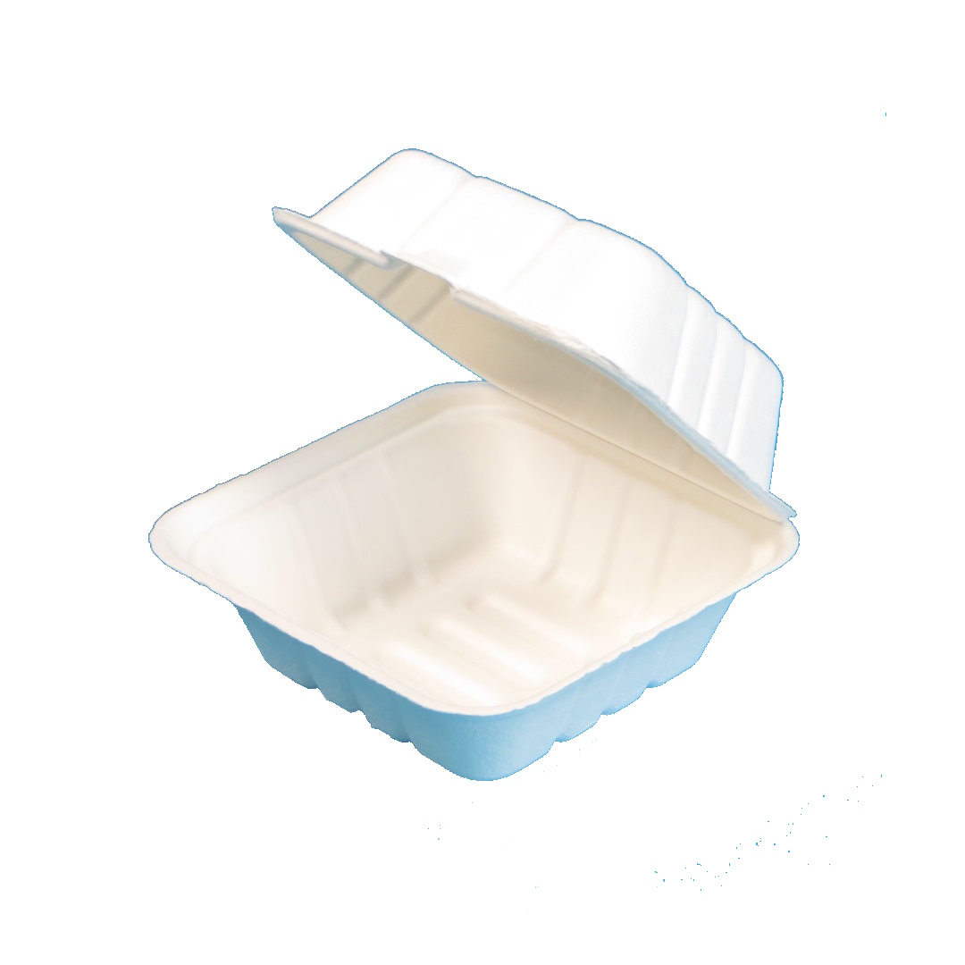 Bio Hamburgerboxen Bagasse/Zuckerrohr 162x152x80mm weiß 200St