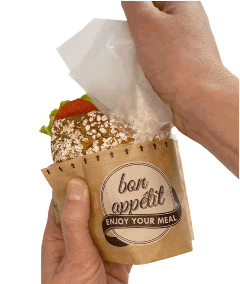 Snack Bag "Bon Appetit" braun 50/50 Papier+Pergamin 1000St. versch. Größen wählbar