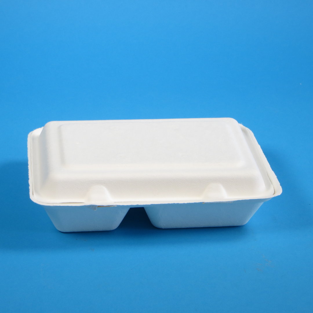 Bio Snackboxen 2-geteilt weiß 250x160x63mm Zuckerrohr/Bagasse 500St