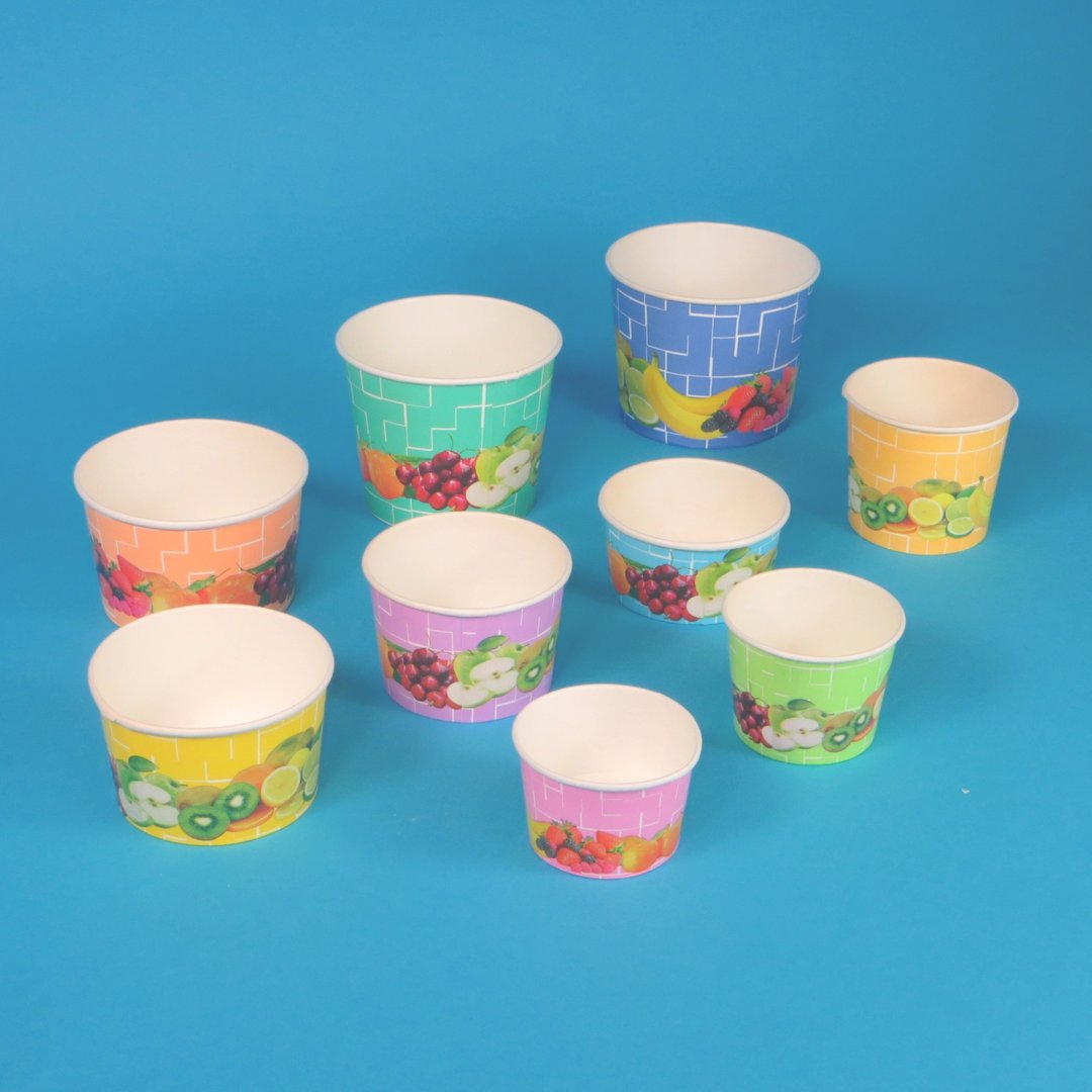 Eisbecher mit Früchtemotiv Hartpapier+PE 900-2000St. versch. Größen wählbar