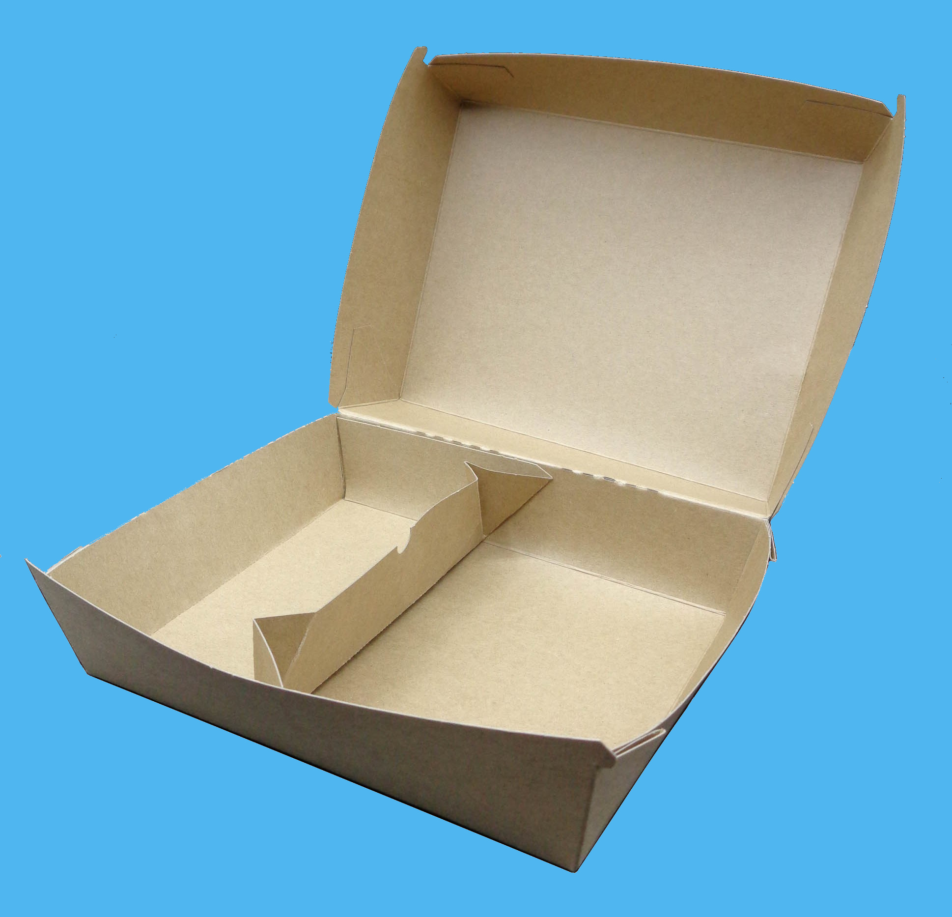 Bio Menüboxen 24x20x8cm   ungeteilt/2-geteilt in einem 340g/m² Karton fettdicht 50 Stück im Karton