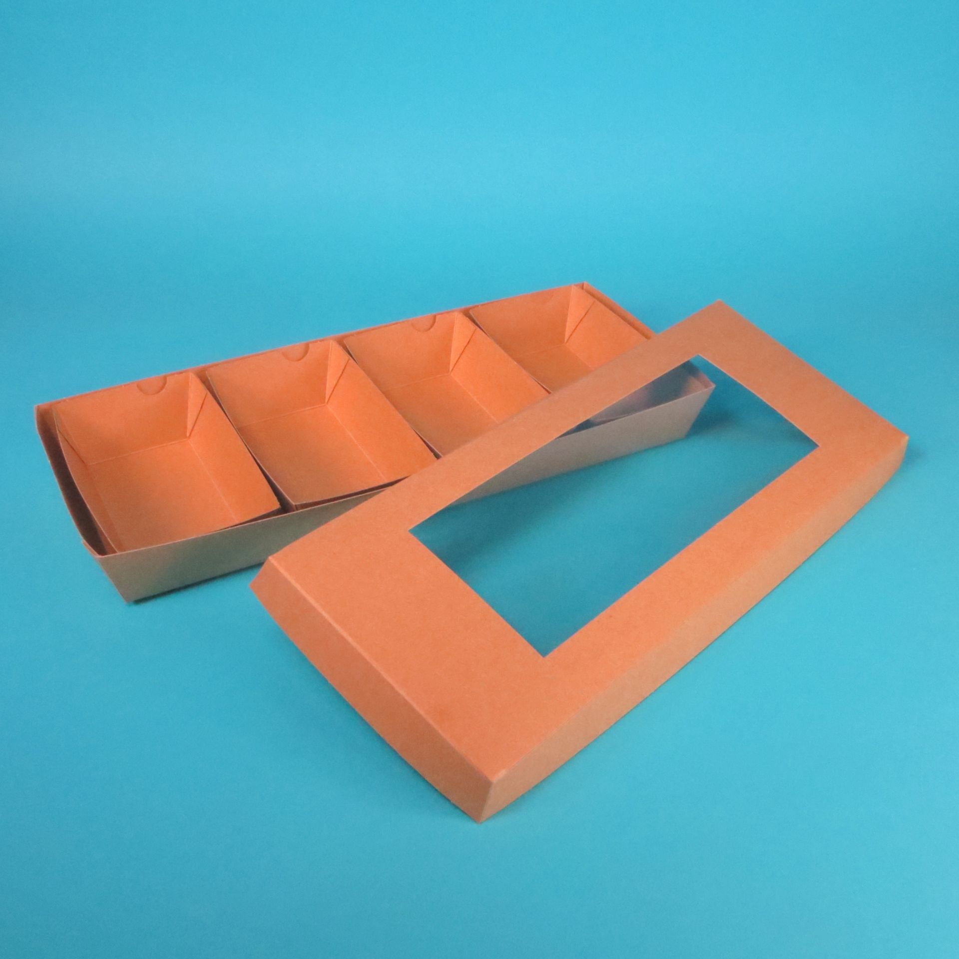 Food Tray XXL braun 40,4x16,3x4,7cm fettdicht mit Sichtfenster versch ...